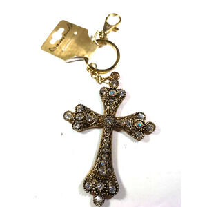 Happy Girls Large Gold Tone Rhinestone Cross Purse Luggage Clip